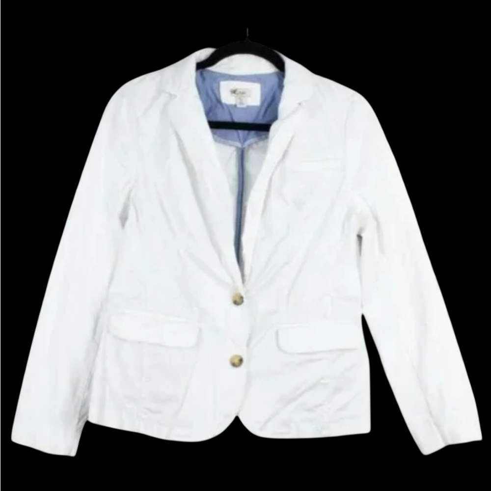 L.L. Bean Women's White Button Down Blazer SzS Preppy Work Career